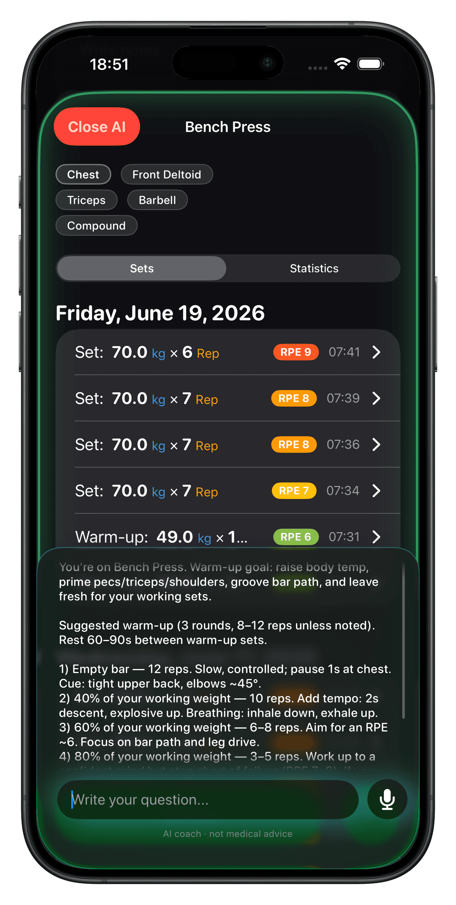 Genova workout screen with AI overlay