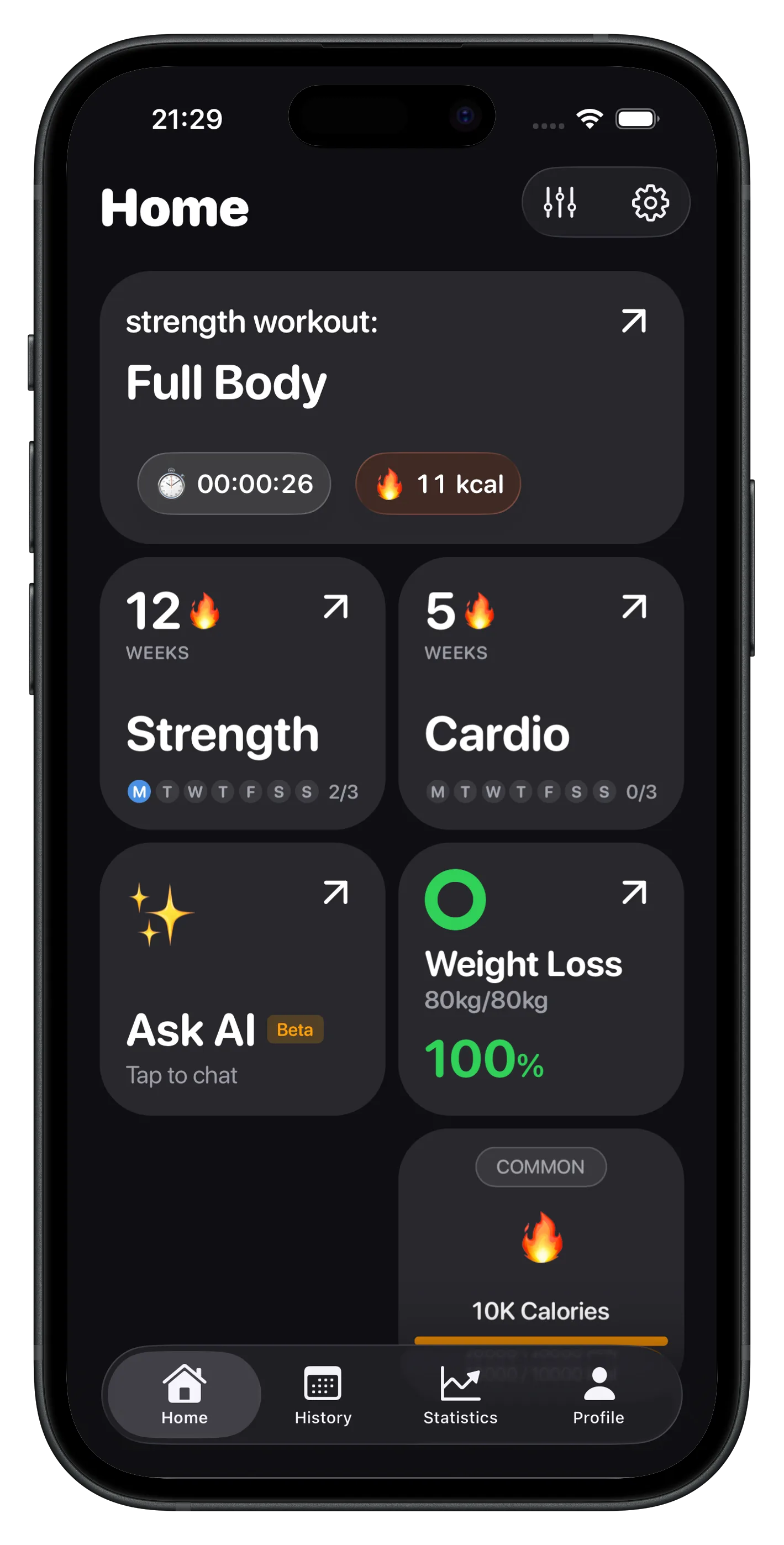 Genova balanced training plan screen