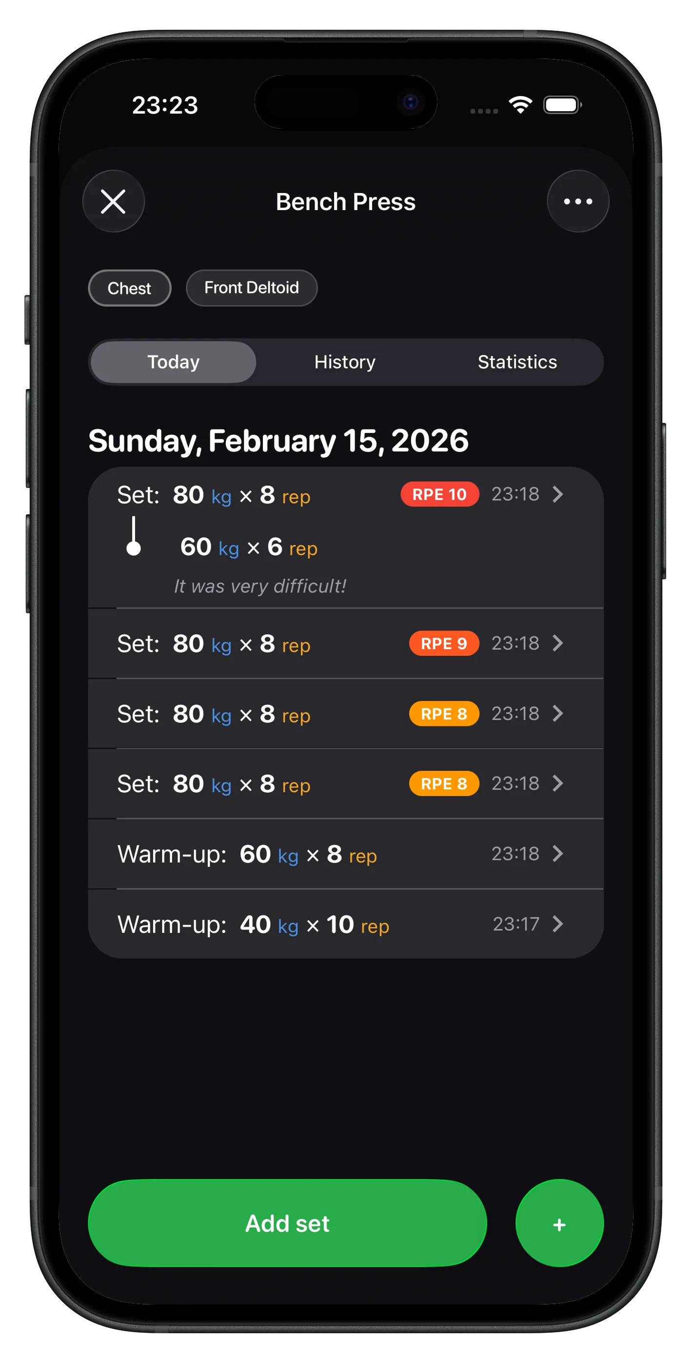 Genova workout logging screen