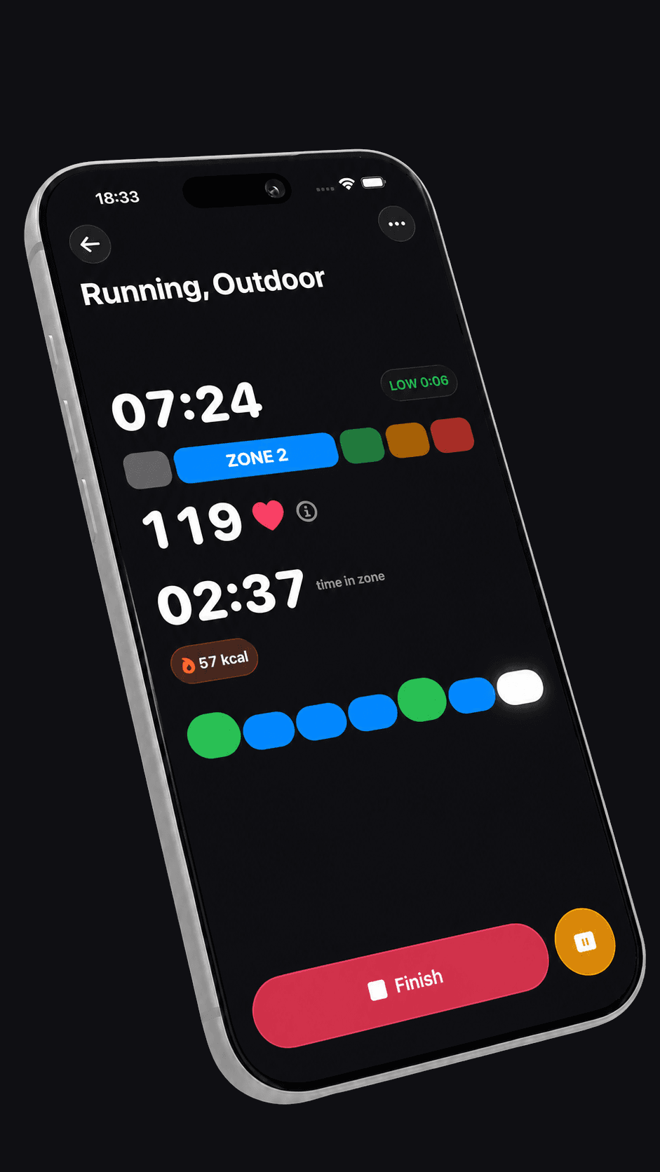 Genova training load screen with strength and cardio modes